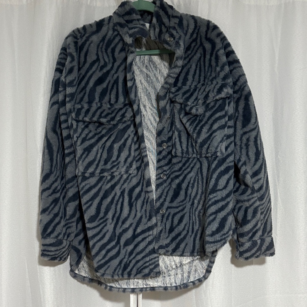 Zebra Print Button Down Shirt